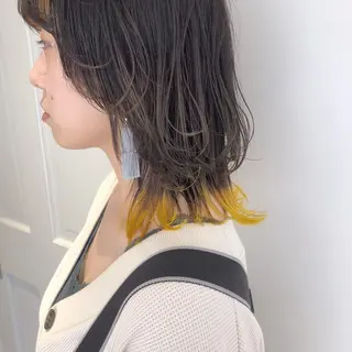 ミディアム カラー パーマ ヘアアレンジ メンズ レイヤーカット指名 No.1💖マユカのヘアスタイル
