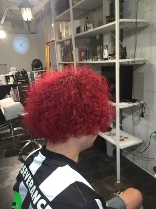 ショート カラー パーマ メンズ カジワラ ヤスジのヘアスタイル