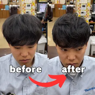 ミディアム パーマ メンズ メンズパーマ 赤司 泰樹のヘアスタイル