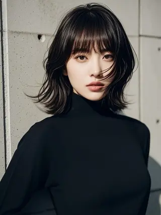 ミディアム ウルフカット 811 大阪梅田 ウルフのヘアスタイル