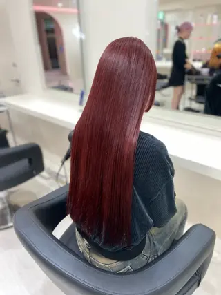 ロング カラー ワインレッド 🍒KAHOのヘアスタイル
