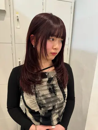 ロング カラー レイヤーカット ボブパーマNo.1のヘアスタイル