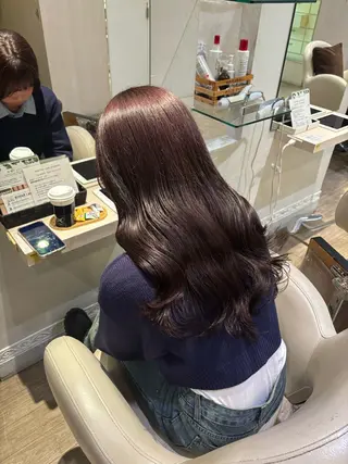 セミロング カラー はるか/阪急茨木/髪 質改善/透明感カラーのヘアスタイル