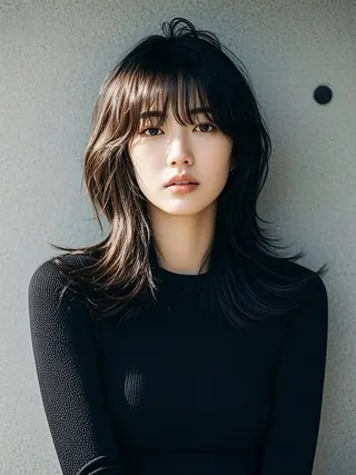 セミロング ウルフカット 811 大阪梅田 ウルフのヘアスタイル