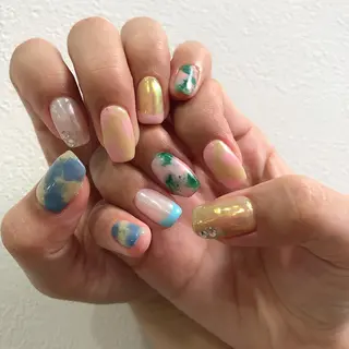 ロング カラー ヘアアレンジ キッズ ネイル マツエク・マツパ 福田 加奈のネイルデザイン