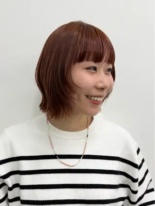 ミディアム カラー era所属・azumi/ボブ/暖 色/オリーブ/縮毛のヘアスタイル