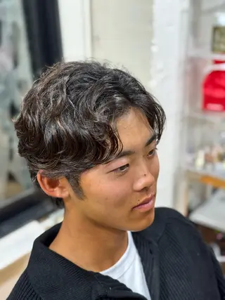 ショート パーマ メンズ 岡部 昴瑠/オブヘア銀座のヘアスタイル