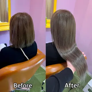 ロング シール＋ちび編み込み エクステ梅田🐨のヘアスタイル