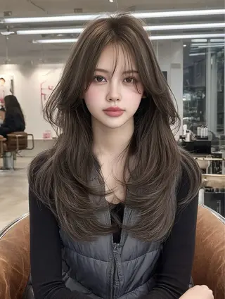 ロング カラー 似合わせカットカラー りおなのヘアスタイル