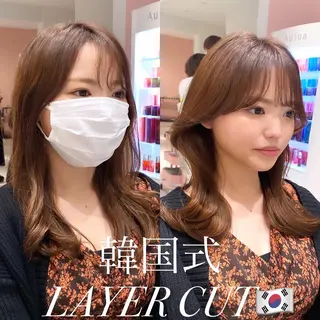 ミディアム 韓国くびれレイヤー 🇰🇷はづきのヘアスタイル