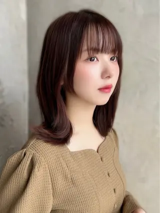 ミディアム カラー パーマ 新宿✨顔周りカット 韓国ヘア/坂本亜裟海のヘアスタイル