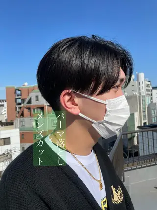 ミディアム パーマ ヘアアレンジ メンズ アイブロウ メンズ特化🟡個室 口コミ高評価🟡三澤のヘアスタイル