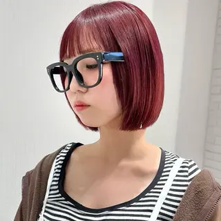 ミディアム カラー お悩み改善ボブ 顔まわりカット/こうのヘアスタイル