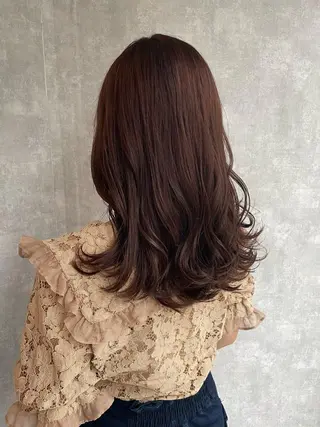 セミロング カラー 【完全個室】髪質改善 暖色カラー/山崎唯奈のヘアスタイル