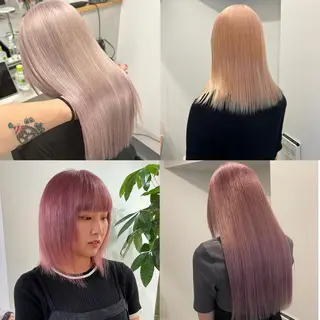 ロング カラー 切りっぱなしボブ レイヤー/縮毛矯正のヘアスタイル