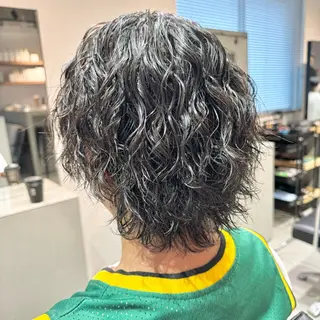 ミディアム パーマ メンズ iss所属・メンズ/パーマ特化 /波巻き/林洋平のヘアスタイル