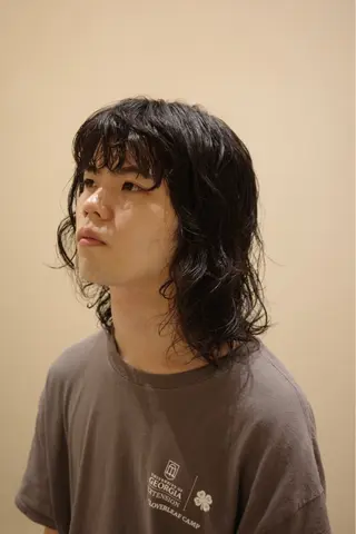 パーマ メンズ 韓国ヘア/髪質改善/ レイヤー/ブラウンのヘアスタイル