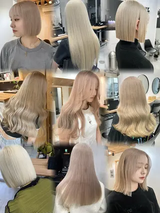 ロング カラー ヘアアレンジ 韓国/ハイトーン/ ボブ🎀MIKU🎀のヘアスタイル