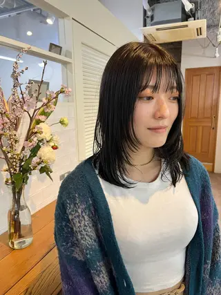 ミディアム benji仙台所属・KOKI/ ボブ/ パーマ/透明感カラーのヘアスタイル