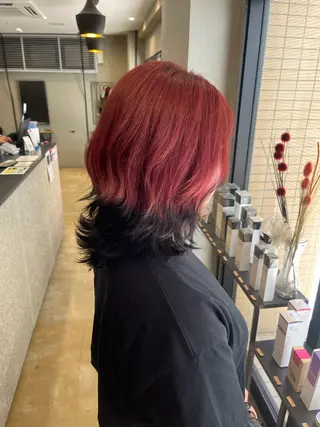 ミディアム カラー みわ/博多 ブリーチ/メンズヘアのヘアスタイル