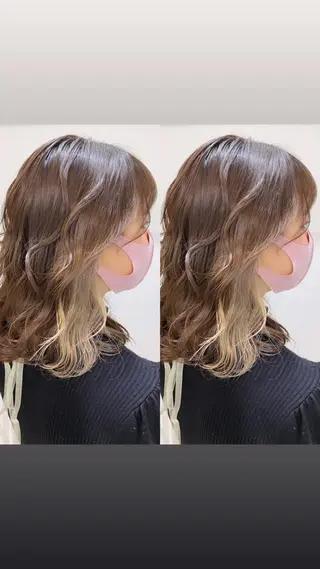 セミロング カラー ヘアアレンジ 🌻Insta指名 NO.1🌻Shoのヘアスタイル