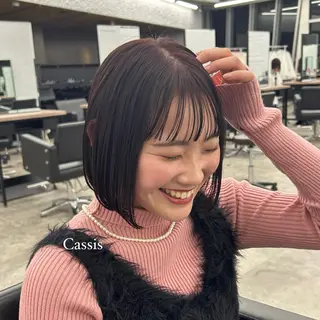 ミディアム カラー レイヤー/ボブ/透明 感カラー/佐藤奈由のヘアスタイル