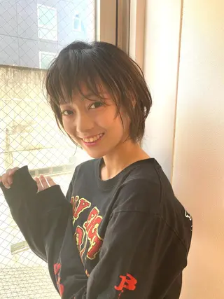 ショート カラー 塩谷黎✨ブリーチ無W カラーメンズパーマ✨のヘアスタイル