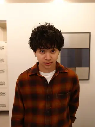 ショート パーマ メンズ unfeigned02所属・おーした /カットモデル伏見栄のヘアスタイル