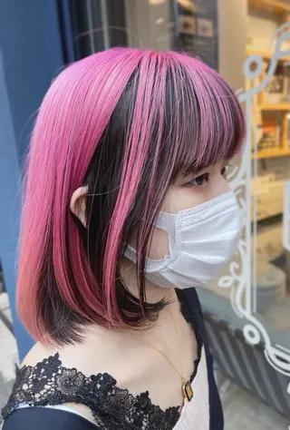 セミロング カラー 馬場智哉 白髪ぼかしハイライトのヘアスタイル