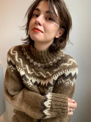 ミディアム カラー パーマ CEINE【セーヌ】 三軒茶屋のヘアスタイル