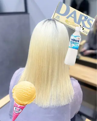 セミロング カラー 岡山ハイトーン・ ルーツカラー/こもものヘアスタイル