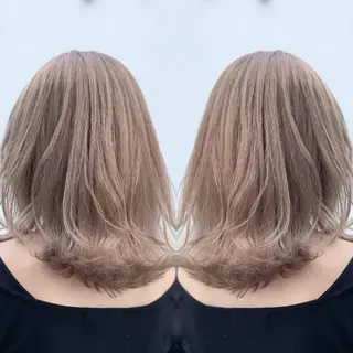 ミディアム カラー ヘアアレンジ 髪質改善×ハイトーン 中田啄也のヘアスタイル