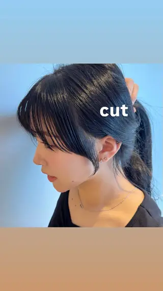 セミロング カラー ヘアアレンジ 顔周り小顔カット ×ブリーチなしカラーのヘアスタイル