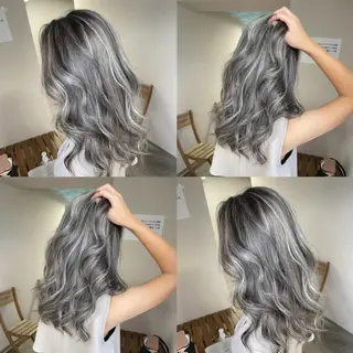 セミロング カラー 松井那津子 /ハイライトブリーチのヘアスタイル