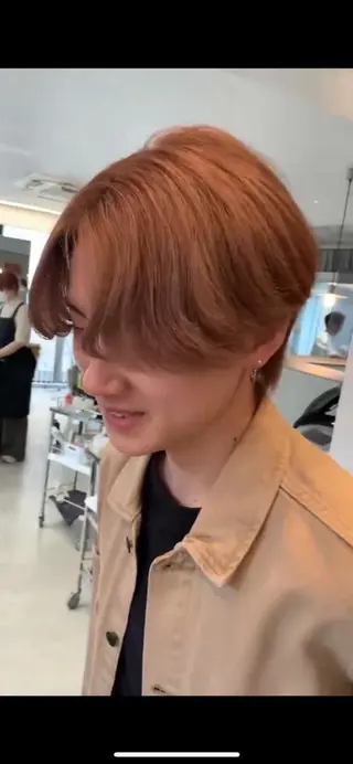 ショート メンズ 絶対可愛い暖色カラー 🌷うる艶✨山下七海のヘアスタイル