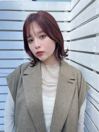 ミディアム 結べるレイヤーボブ くびれLady表参道のヘアスタイル