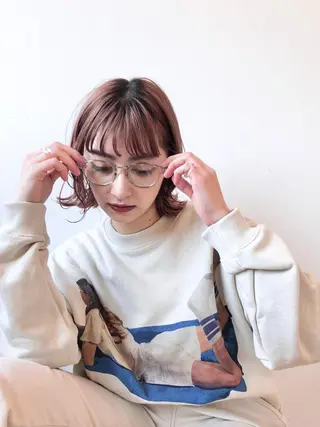 ミディアム カラー ヘアアレンジ 🌸ハイトーン 新田　廉 🌸のヘアスタイル