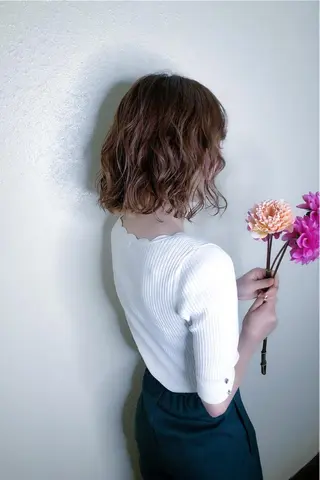 ミディアム パーマ ヘアアレンジ 松下 倫子のヘアスタイル