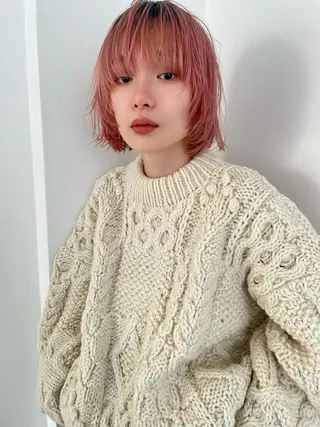 ショート カラー yumeka🩶ボブ 暖色/透け感カラーのヘアスタイル