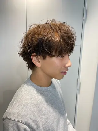 ショート カラー パーマ メンズ キッズ 栄💗レイヤーカット ｜韓国風｜haruのヘアスタイル