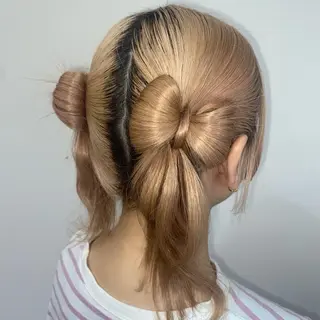 ミディアム カラー ヘアアレンジ ★デザインカラー ハイトーン ももか★のヘアスタイル