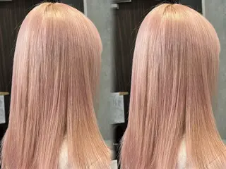 ロング 韓国ヘア/ブリーチ無 しWカラー/オリーブのヘアスタイル