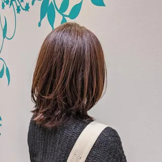 ミディアム 浜田りほ Luxbe 博多バスターミナルのヘアスタイル