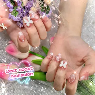 ネイル リボン、ガーリー パーツ放題専門店のネイルデザイン