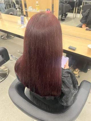 ロング カラー 💗愛され暖色💗 ピンク/レッド💗のヘアスタイル