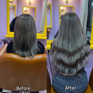 ロング シール＋ちび編み込み エクステ梅田🐨のヘアスタイル