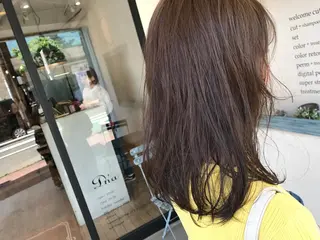 セミロング カラー パーマ オリーブ透明感カラー 表参道/MIKUのヘアスタイル