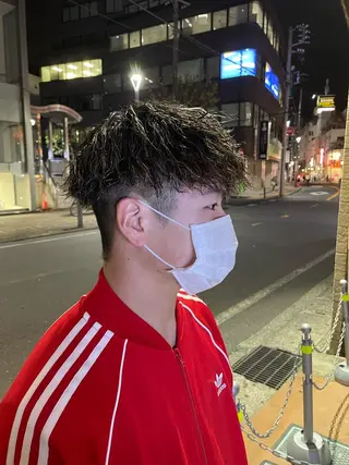 パーマ メンズ スパイキーパーマ 柏NO1 藤本葉のヘアスタイル