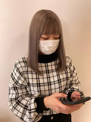 ミディアム カラー ハイトーン/ウルフ /レイヤー/坂野幸伸のヘアスタイル