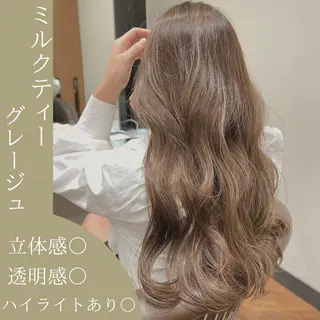 ロング カラー レイヤー/グレージュ メンズパーマのヘアスタイル